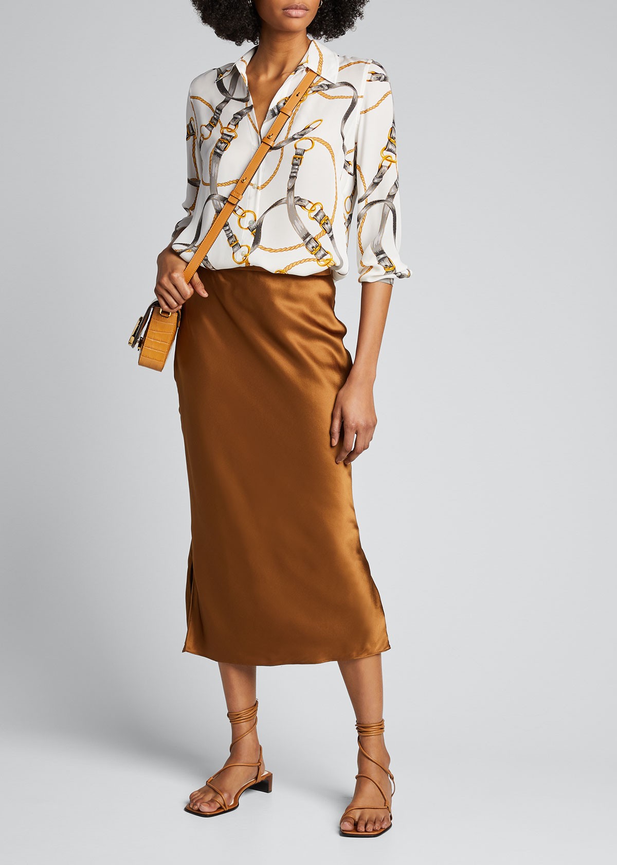 L'AGENCE Nina Printed Long-Sleeve Blouse