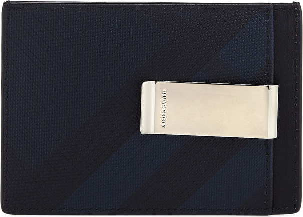 Burberry London England Chase Check Card Case with Money Clip