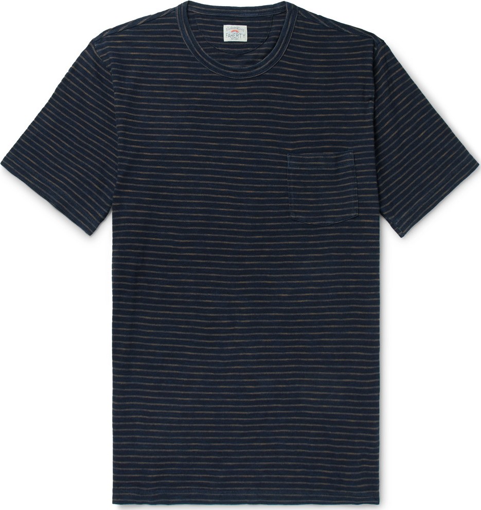 Faherty Indigo-Dyed Striped Cotton-Jersey T-Shirt