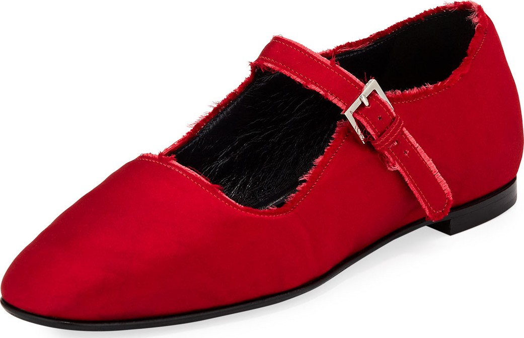 THE ROW Ava Satin Mary Jane Flat