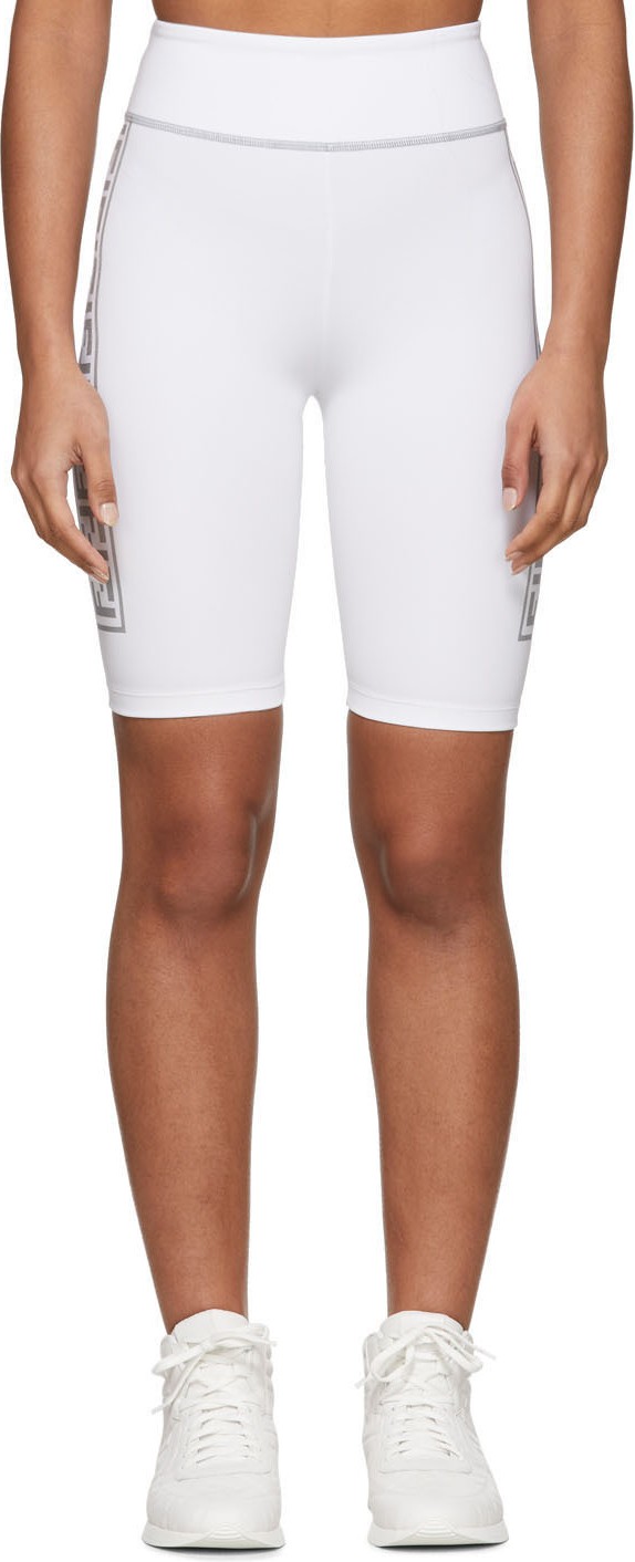 Fendi White & Silver 'Forever Fendi' Band Bike Shorts Fendi White & Silver 'Forever Fendi' Band Bike Shorts