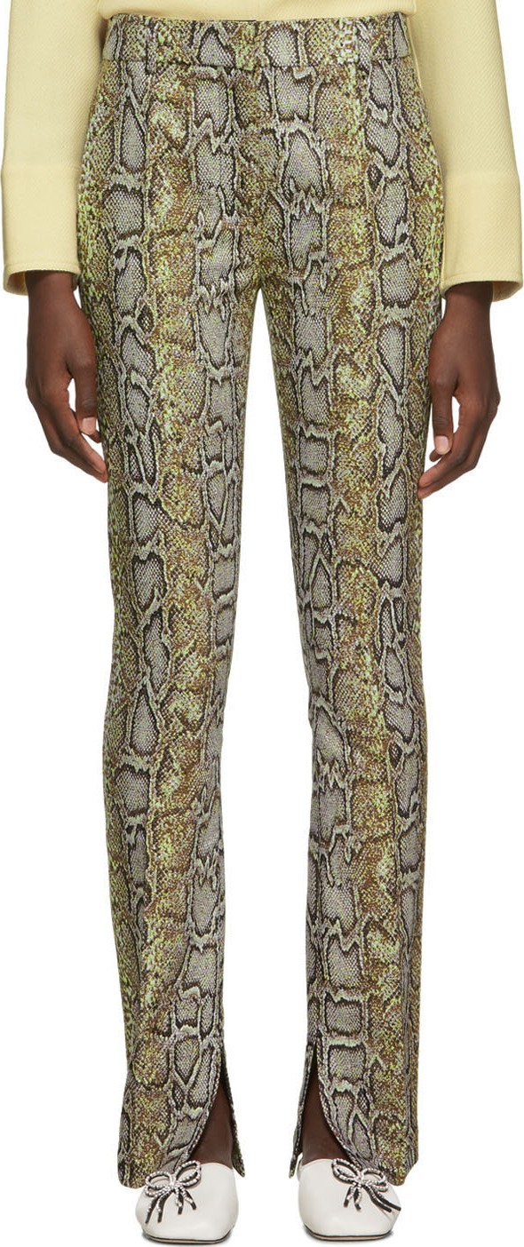 Victoria Beckham Khaki Side Split Snake Skinny Trousers
