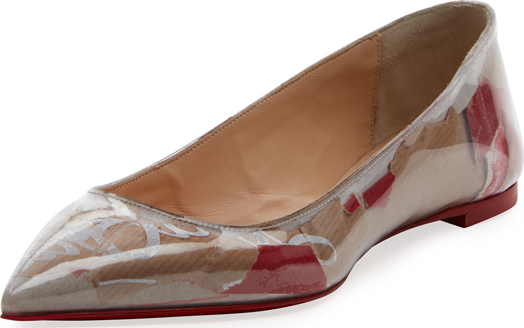 Christian Louboutin Ballalla Paper Collage Red Sole Ballet Flat
