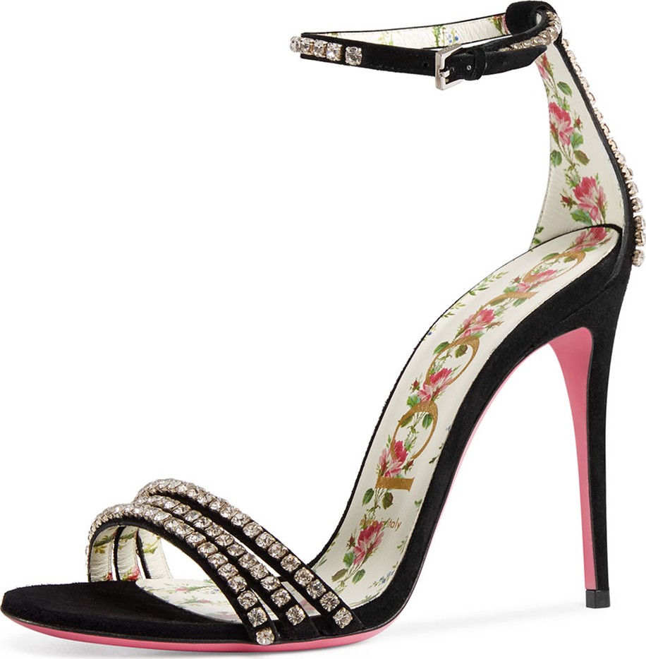 Gucci 110MM ILSE CRYSTAL T-STRAP S