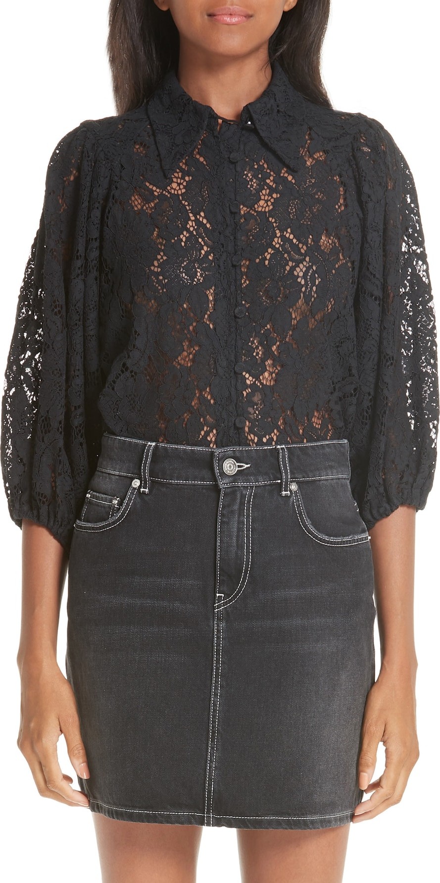 Ganni Everdale Cotton Blend Lace Top