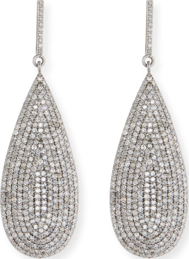 Sheryl Lowe Large Flat Silver Diamond Teardrop Earrings