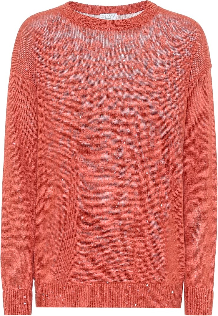 Brunello Cucinelli Exclusive to Mytheresa – Sequined linen and silk sweater