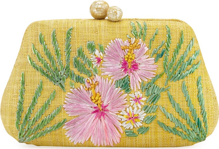 Rafe Rosie Hibiscus Embroidered Clutch Bag