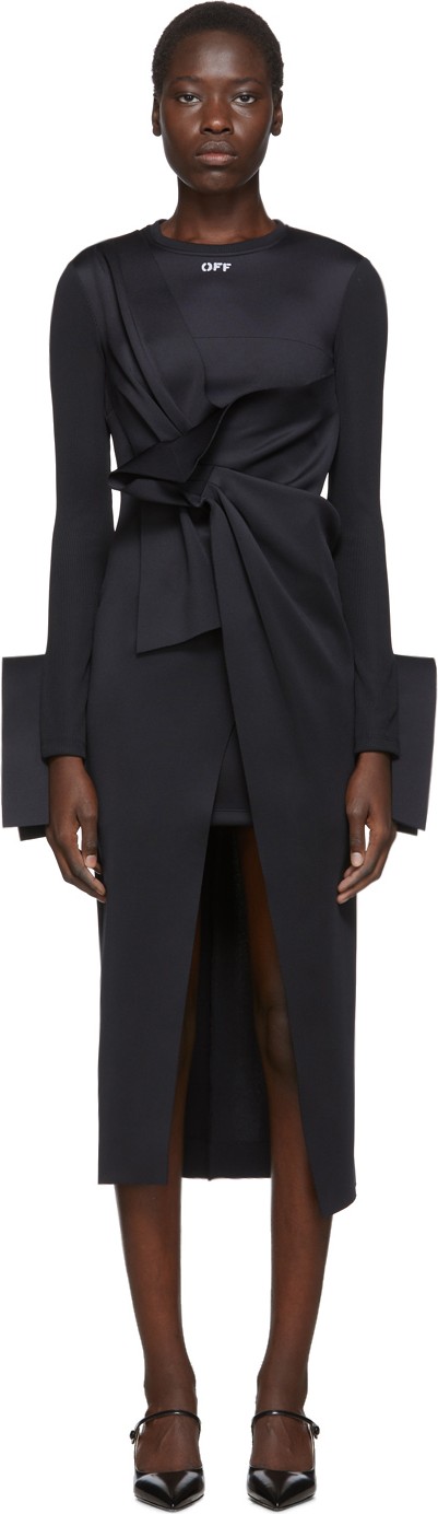 Off White Black Wrap Shirt Dress