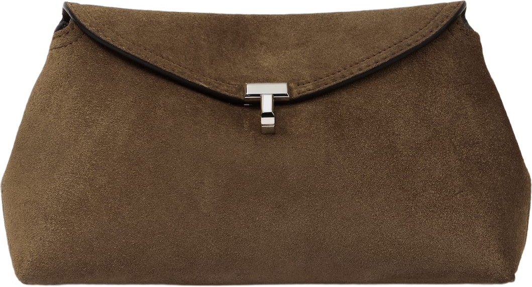 Totême - T-Lock suede clutch