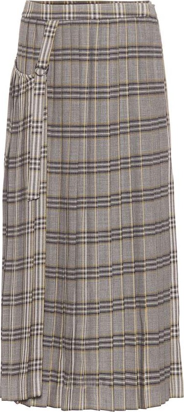 Joseph Beck pleated plaid wool skirt