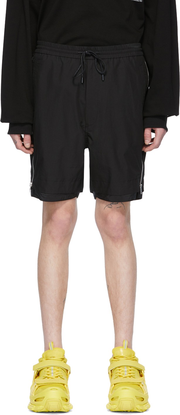 Juun.J Black Zip Detail Shorts
