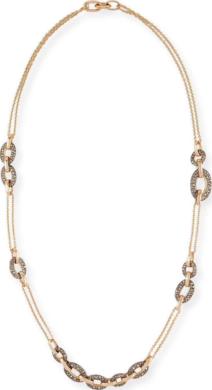 Pomellato Tango 18k Rose Gold Brown Diamond Link Necklace