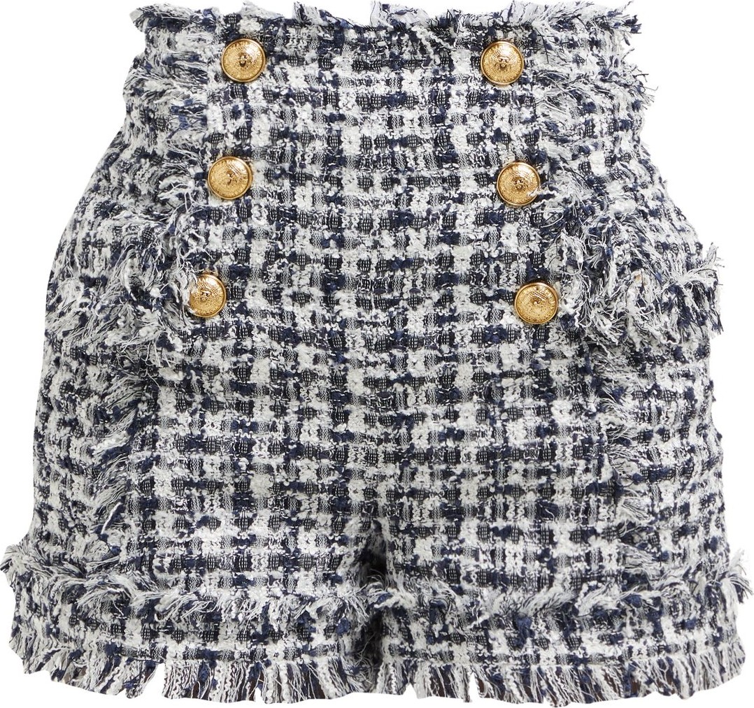 Balmain High-rise tweed shorts
