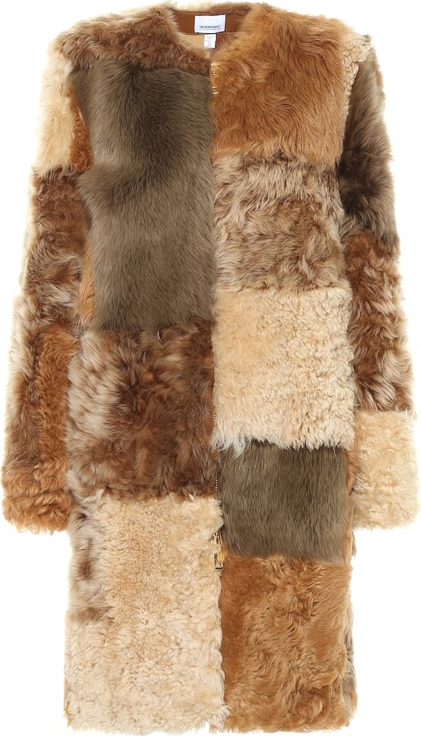 Burberry London England Patchwork shearling coat