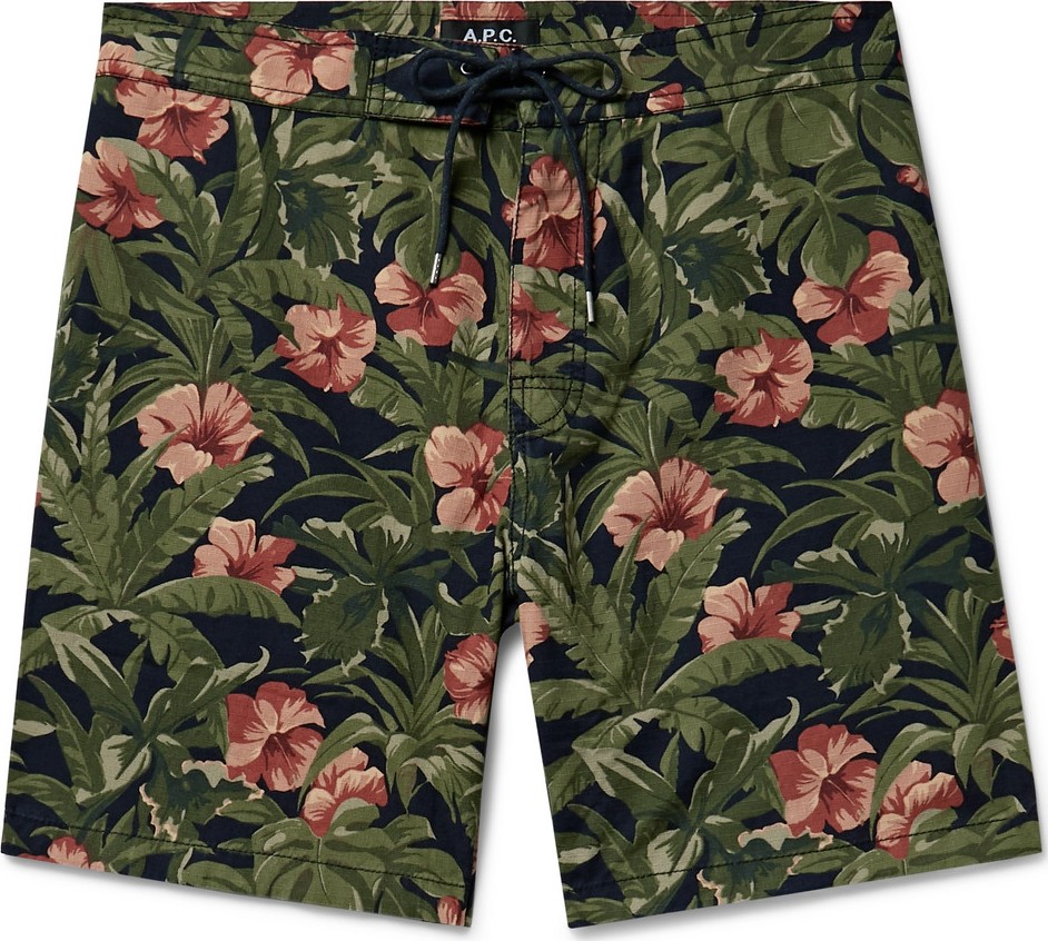A.P.C. Eli Printed Cotton-Ripstop Drawstring Shorts