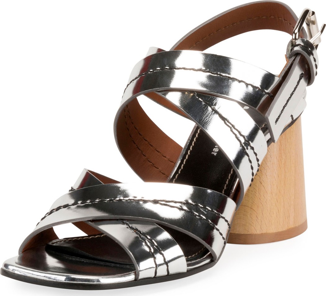Proenza Schouler Mirrored Wood-Heel Sandals