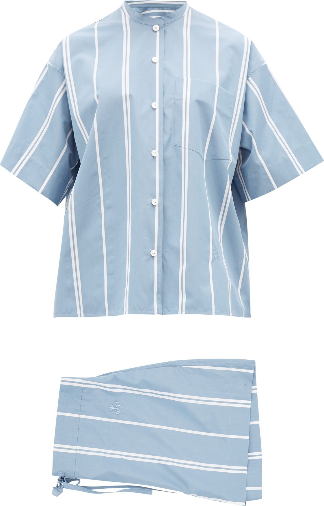 Jil Sander Mandarin-collar striped cotton-poplin pyjamas