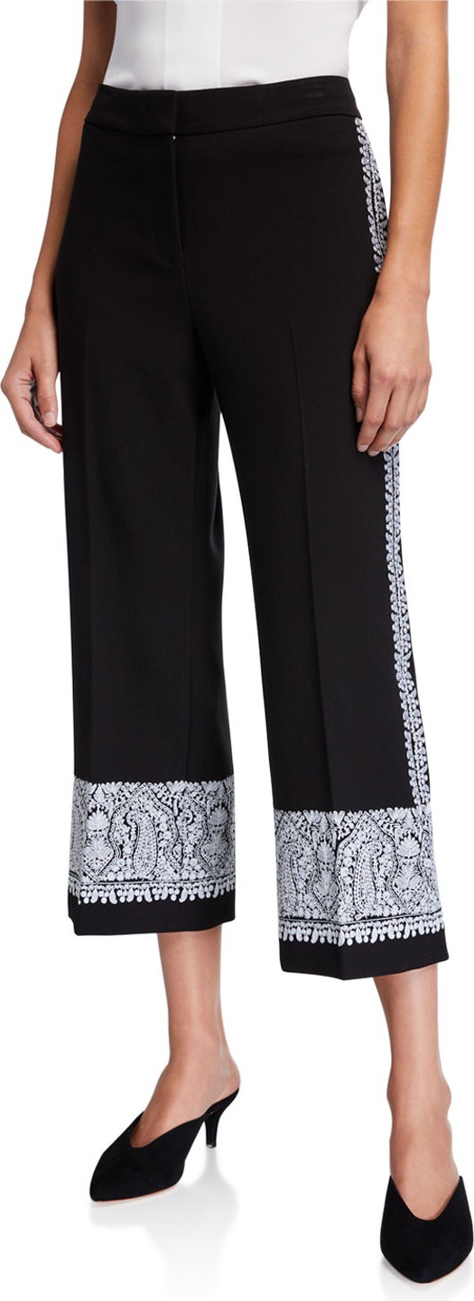 KOBI HALPERIN Zeina Cropped Paisley-Trim Pants