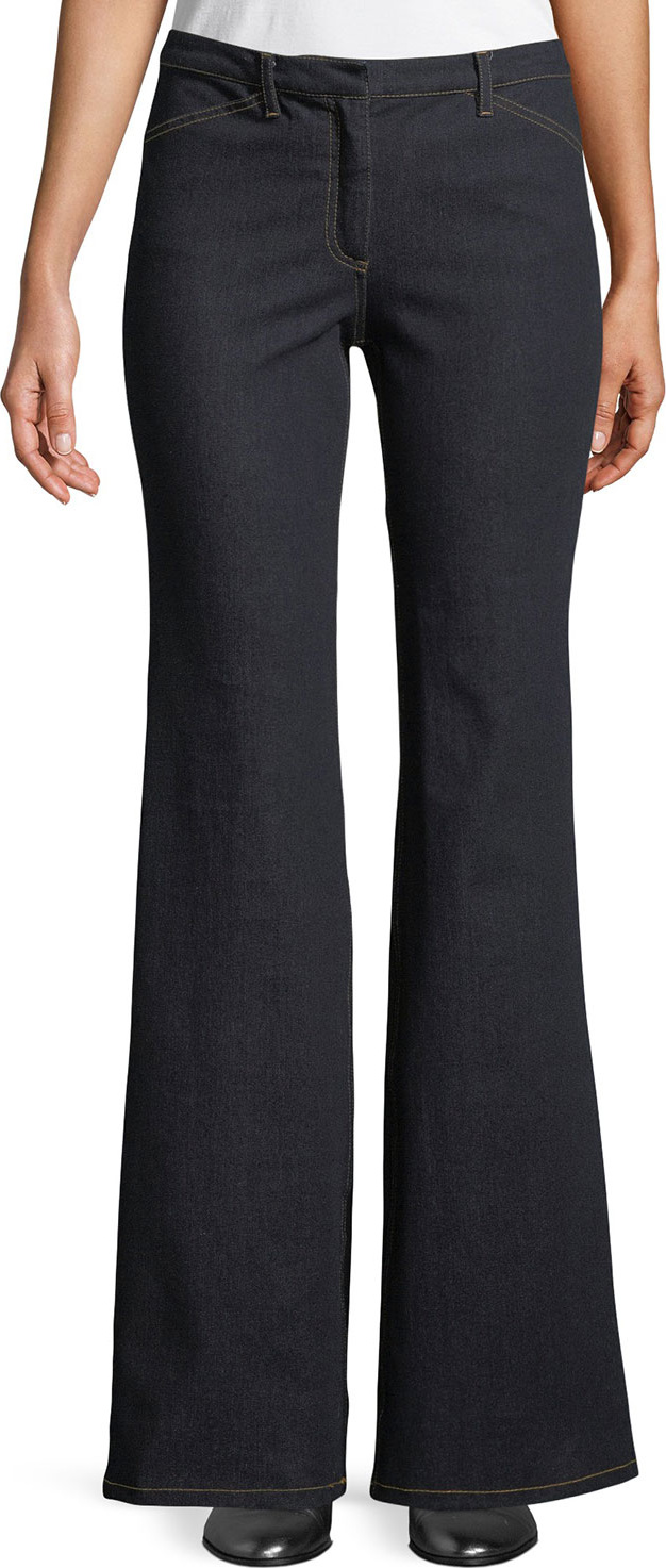 Theory Demitria 2 D Movement Dark-Wash Flare Stretch-Denim Jeans