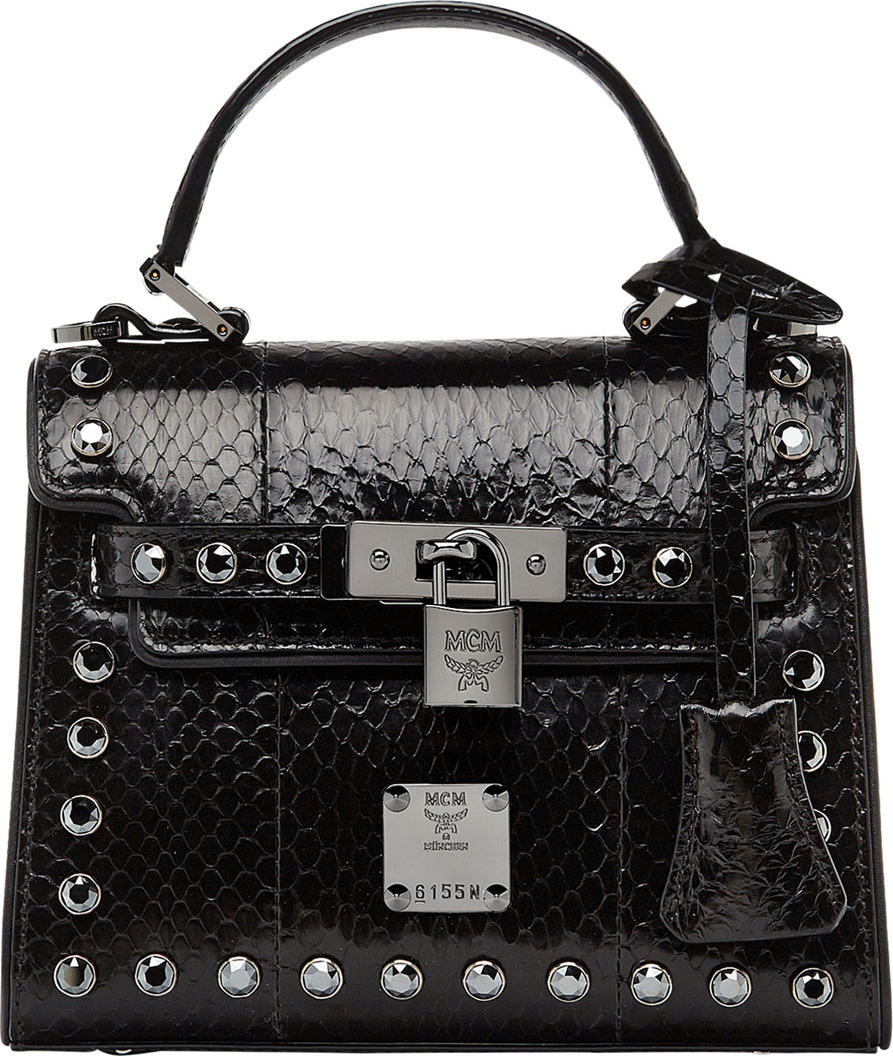 MCM Neo Heritage Exotic Crystal Satchel Bag