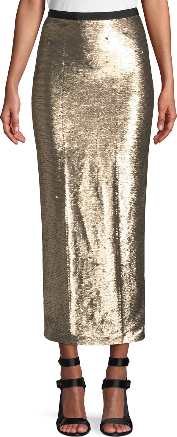 Cinq A Sept Paula Straight Sequin Long Skirt