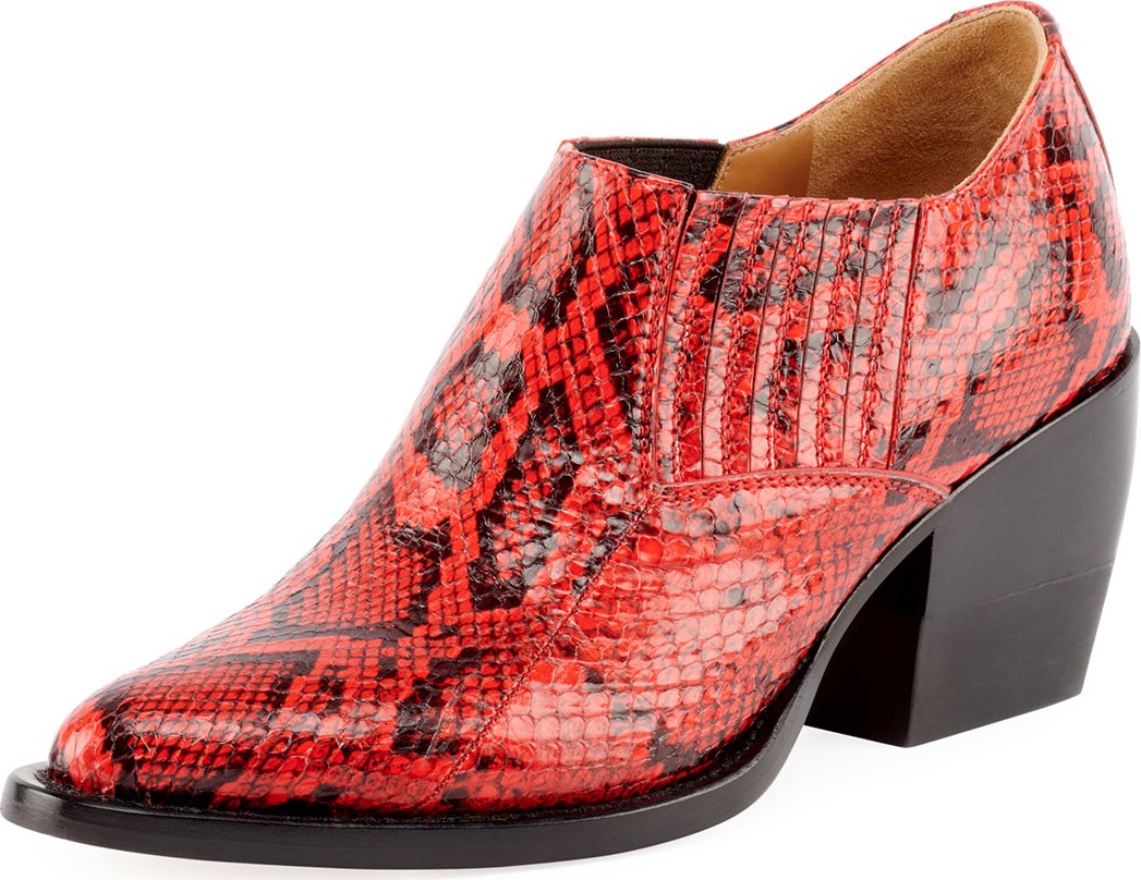 Chloe Rylee Python-Embossed Ankle Bootie