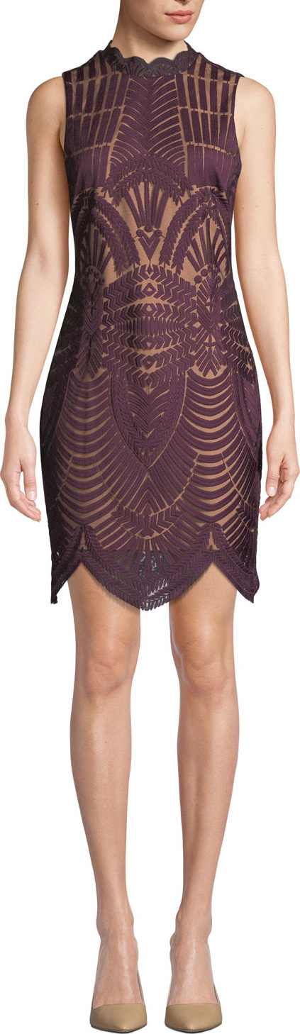 Bardot Alice Lace Scalloped Sleeveless Cocktail Dress