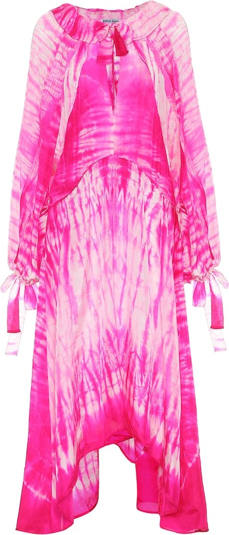 Juliet Dunn Asymmetric tie-dye silk dress