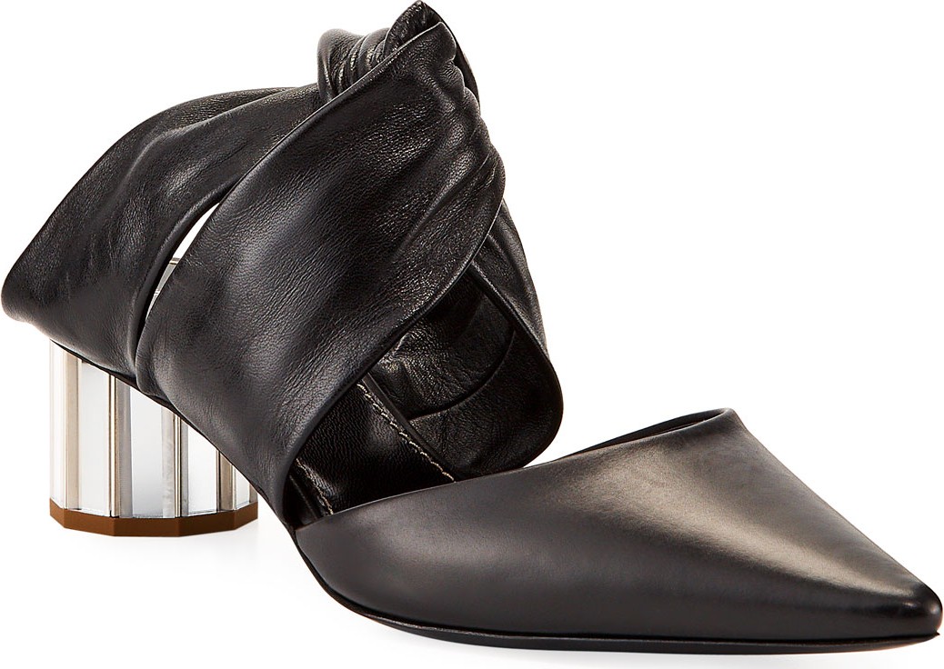 Proenza Schouler Silver Metal Heel Leather Mules