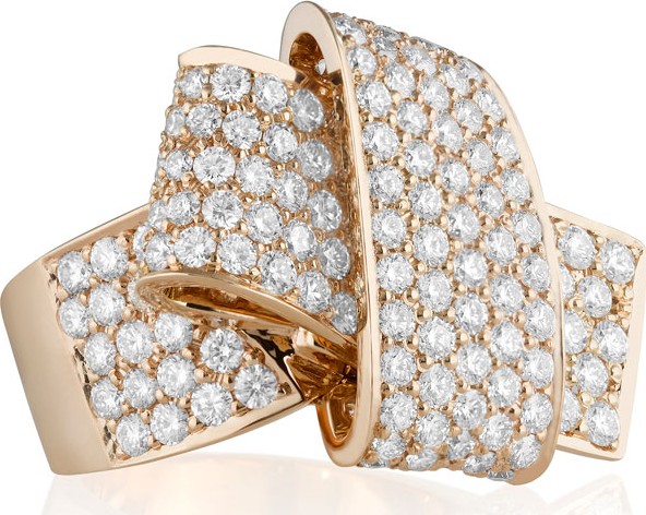 Carelle Jumbo 18K Rose Gold & Pave Diamond Knot Ring, Size 7