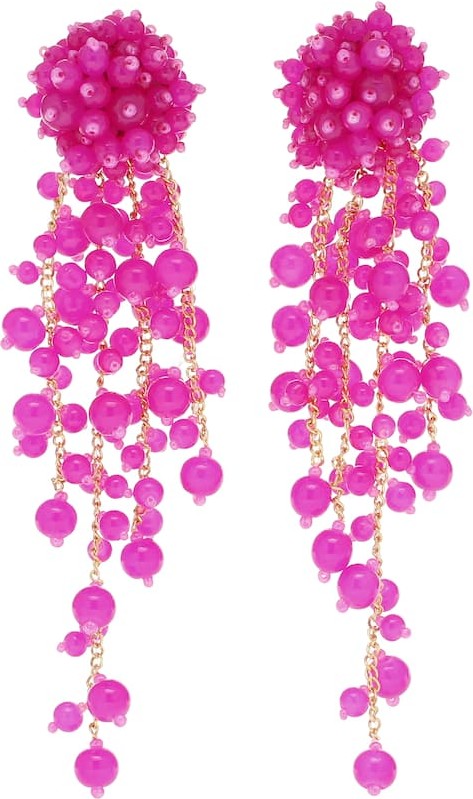 Oscar De La Renta Beaded clip-on drop earrings