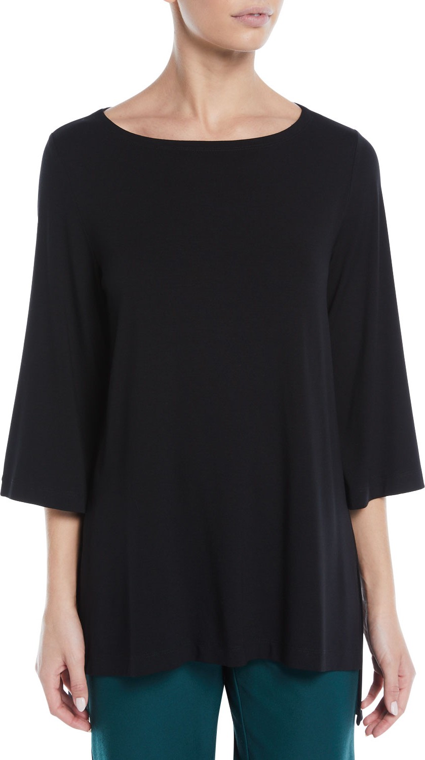 Eileen Fisher Viscose Jersey 3/4-Sleeve High-Low Top