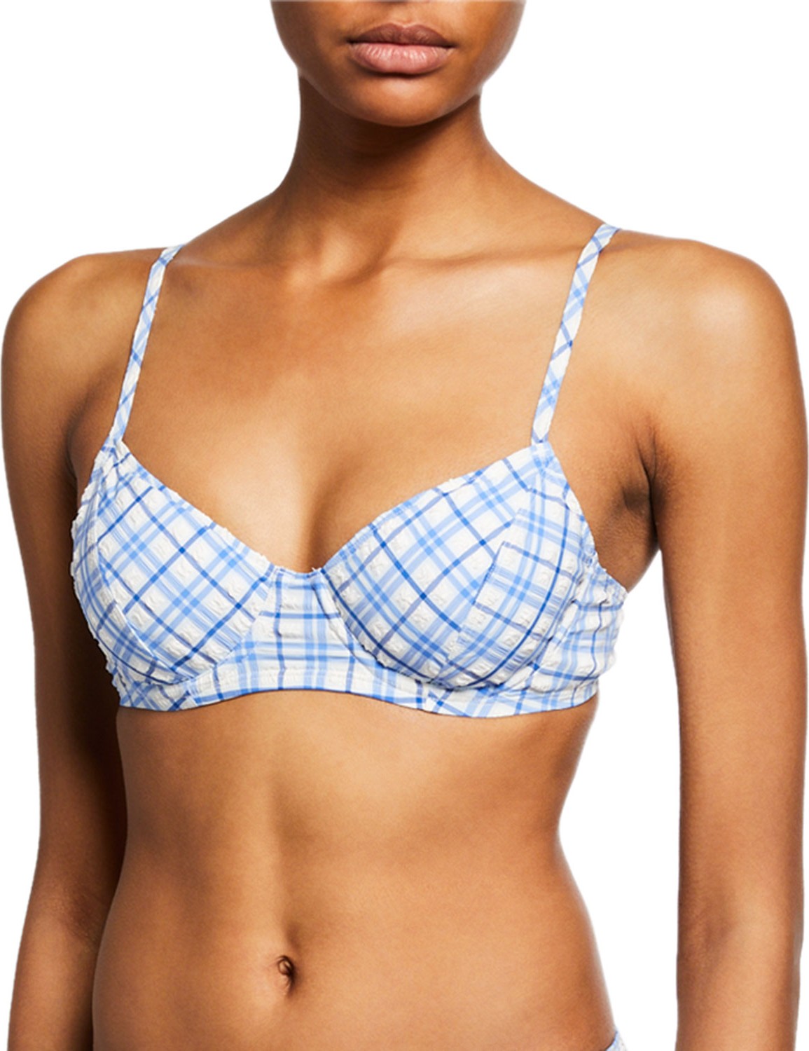 Tory Burch Plaid Printed Underwire Bikini Top