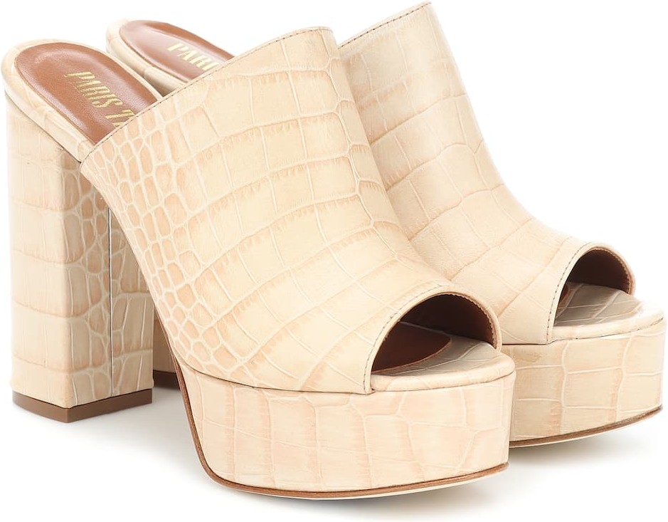 Paris Texas Croc-effect leather platform mules