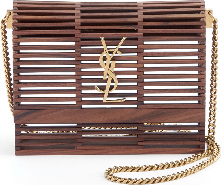 Saint Laurent Small Kate Wooden Weave Box Bag