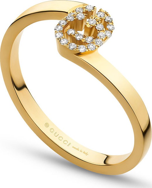 Gucci Running G Stacking Ring with Diamonds in 18K White Gold  Size 6.75