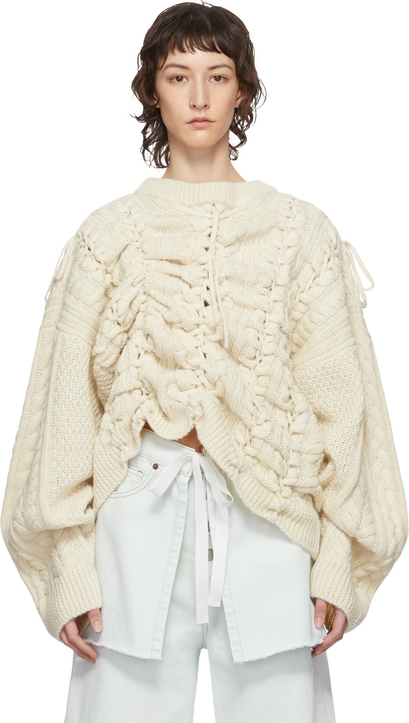 Y/Project Beige Lace-Up Sweater