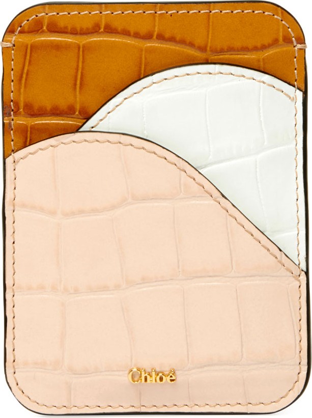 Chloe Walden Croc-Embossed Leather Card Case