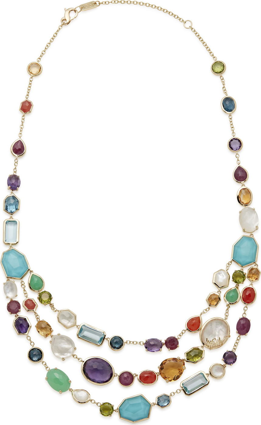 IPPOLITA 18k Rock Candy® Multi-Row Rainbow Bib Necklace