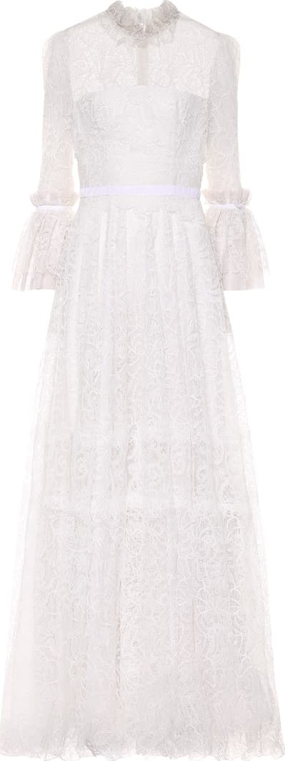Costarellos Floral-lace gown