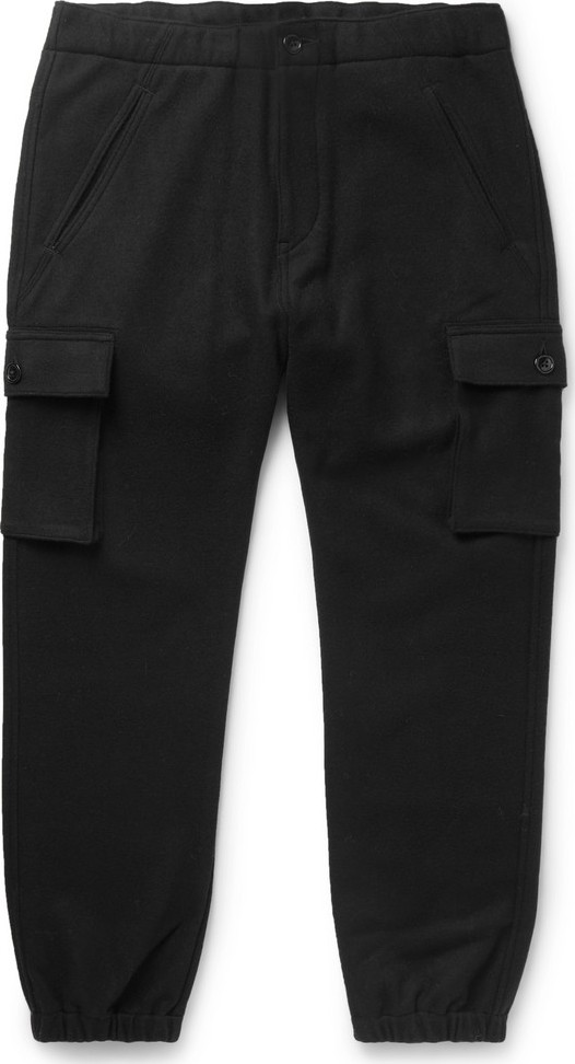 Neighborhood Black Tapered Wool-Blend Flannel Cargo Trousers