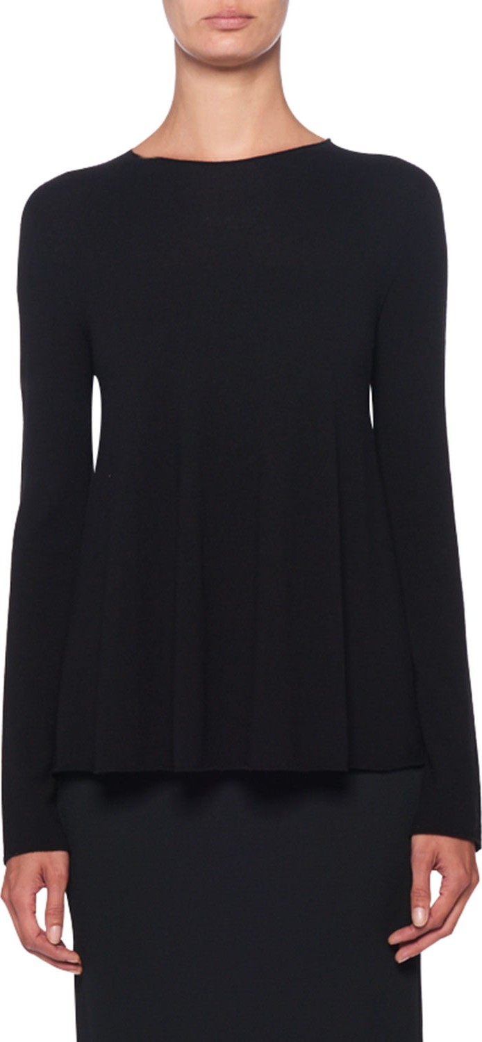 THE ROW Sabel Wool-Cashmere Crewneck Sweater, Black