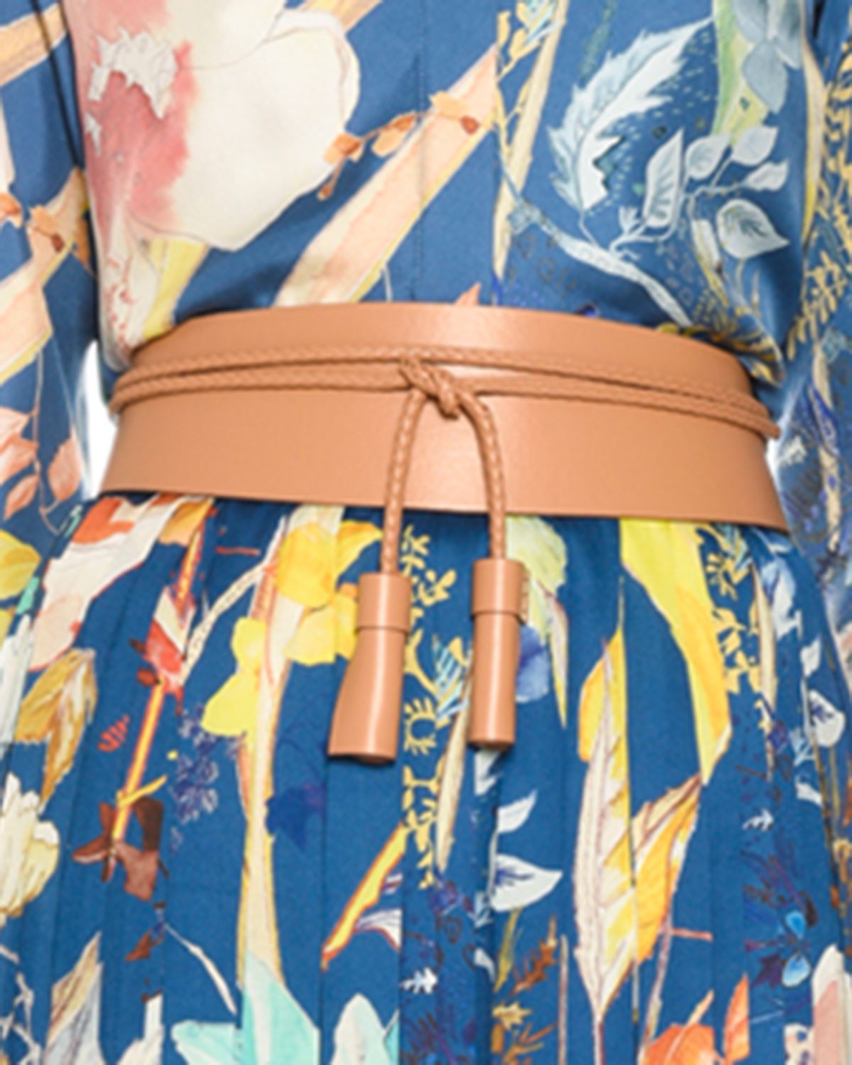 Agnona Calfskin Leather Belt with Braided Rope