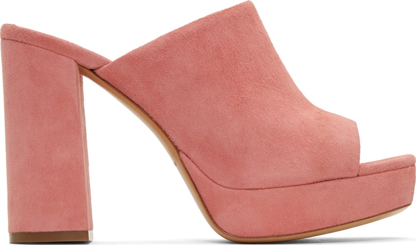 Mansur Gavriel Pink Suede Platform Mules