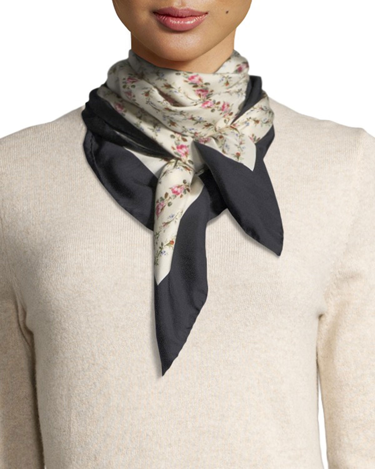 Gucci Rose Series Logo Silk Scarf