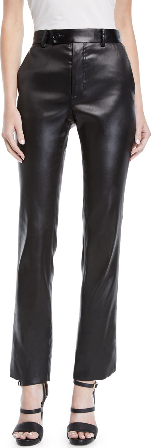 Helmut Lang Lacquered High-Rise Faux-Leather Trousers