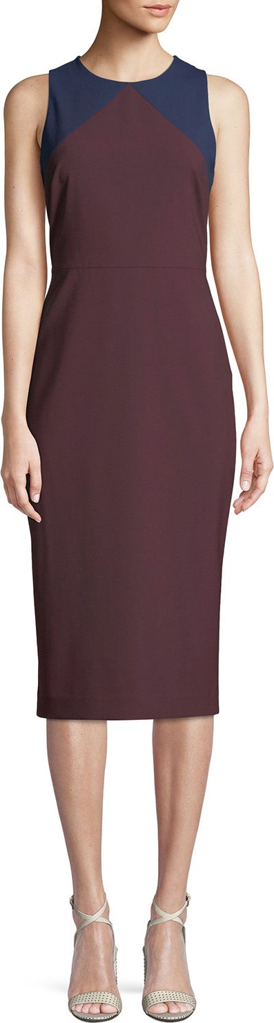 DIANE von FURSTENBERG Sleeveless Tailored Colorblock Midi Dress