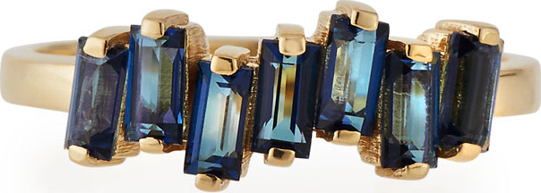 KALAN by Suzanne Kalan Fireworks Baguette Band Ring with English Blue Topaz, Size 6.5
