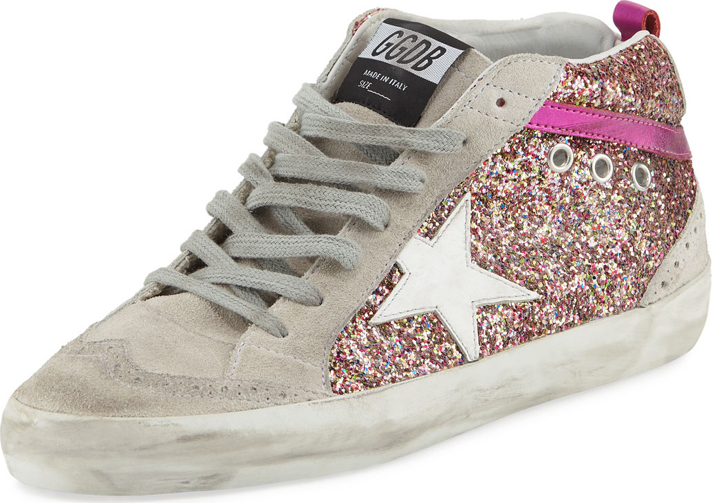 Golden Goose Deluxe Brand Glitter Mid-Top Platform Sneaker